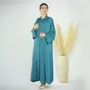 Ethnic Clothing 2 Piece Turkey Muslim Plain Women Open Cardigan Sleeveless Maxi Dress Set Robe Abaya Dubai Islam Kaftan Ramadan Jalabiya