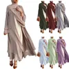 Ethnische Kleidung Offen Abaya Dubai Türkei Kaftan Muslim Chiffon Strickjacke Maxi Kleider Ramadan Frauen Robe Kimono Femme Islamische Jalabiya