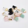 Colliers pendants 5pcs Horne Forme Golden Natural Stone Pink Opal / Agate noir Charme à facettes pour les bijoux Making DIY Collier accessoires