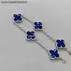 Bracelets de bijoux haut de gamme Vancleff pour les femmes V-Gold New Stone Five Flower Bracelet Blue Clover Collier Fomen Original 1: 1 avec un vrai logo et une boîte