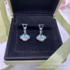 Fashionforward earrings for diverse Settings Silver New High Valentine's Day with Christmas Lake Blue Clover Earrings Lucky with common vanly