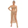 Kvinnors badkläder Kaftan Beach Vestido de Playa Verano Para Mujer May Kvinna 2024 Kvinnor Beachwear Sexig perspektiv Hålig ut stickad kjol