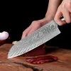 Damascus Santoku Knife 7 inch VG10 Steel Razor Sharp Kitchen Knife Japanese Chopping Knife Meat and Vegetable Cooking Knife