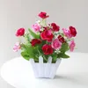 Dekorative Blumen künstlicher Bonsai gefälschte Pflanzenblume Blumenstopf Heimschlafzimmer Garten Party Hochzeitsdekoration Desktop Desktop