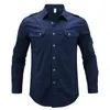 Herren lässige Hemden modische militärische Baumwolle Hemd Frühling Sommer Langarm PLUS Size M-5xl Classic Design Clothing Black Bluse