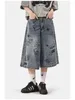 Heren shorts Kakuluo Graffiti shorts voor mannen en vrouwen zomer Amerikaans straatmodemerk losse wide been casual crop jeans H240508