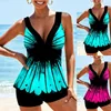 Swimwear Women's Summer Low Rise Sweeting Sexy Radiating Beam Art Imprimé en deux pièces Set S-6XL