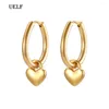 Серьги обруча Uelf 2024 Summer Heart for Women Girl Sexy Fashion Madeny Jewelry Gift Party Свадебная пилотаж Mujer