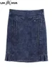 Skirts LIH HUA Womens Plus Size Denim Dress Autumn Fashion Elegant Pregnant Cotton Knitted Q240507