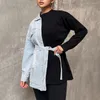 Giacche da donna KBQ Streetwear Denim per donne maniche lunghe con manica lunga giunta su una giacca di dimagrimento casual asimmetrica femmina
