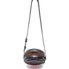 Sacs à bandoulières Sac circulaire en cuir femmes sous la mode Portable Small Handsbag