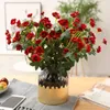 Decorative Flowers Mini Roses Long Branch Silk Artificial For Home Table Decoration Shopping Mall Po Props