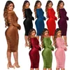 Swim Costume For Women Clothing Offers Beach Cover Up Neck One Line Shoulder Velvet Pleated Sexy Mid Length Dress Solid