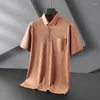 Men's Polos Plus Size 7XL 8XL Summer High Elasticity Polo Shirts Luxury Allover Printed Short Sleeve Solid Color Casual Male T-shirts