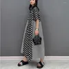 Robes de fête Butte à manches courtes Femme Summer Long Black Shirt Robe Polka POTS IMPRIMÉ LOBE FIT Japonais Robe décontracté JJXD364