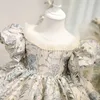 Sukienki chrzcowe sukienka dziewczyna chrzcowe dziewczyny 1. urodziny koralika koronka aplikacja impreza ślubna piłka dziecięca odzież Q240507