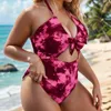 Kvinnors badkläder baddräkt 2024 Trend baddräkter Bikini Summer Fashion Tie Dye Sexy One Piece Plus Size