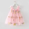 Meisjesjurken zomer zoete bloem geborduurde babymeisje jurk hoogwaardige gaas hanger babymeisje kleding verjaardag prinses schattig baby jurk240508