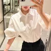 Blouses pour femmes chemises lâches en vrac français élégant 2024 Tempérament d'été Rose Applique des vêtements de conception à manches courtes