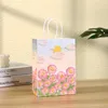 Envoltura de regalo 12pcs fiesta de papel kraft con mango pintura al óleo 3D impresión para el baby baby shower de baby shower