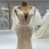 Vestidos Imagem de casamento com sereia embrulhar contas de renda cheia de renda real Apliques PLUS TAMANHA Vestidos de noiva Sweep Train Vintage vestidos de Novia