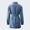 Lässige Kleider Denim Frauen Mini Kleid solide Langarmknopf schlanker Jean 2024 Herbst Workout Activewear Vintage High Street Vestidos