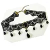 Anhänger Halsketten Retro Court Gothic Style Mehrschichtkristallschwarzer Spitzen Halskette Kurzketten Colarbone Kurzketten Colarbone