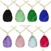 Colliers pendants Géométrie Collier Collier Irregar Resin Stone Druzy Gold Plated Link Chain pour les femmes élégantes Girls Fashion Design Jew Dhgu7