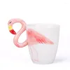 Mokken 400 ml 3d stereo flamingo koffie mok schattig dier keramische cartoon paar melkbeker creatief met handvat grappig