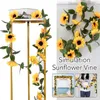 Kwiaty dekoracyjne 1PCS 250 cm sztuczny żółty słonecznik Garland Flower Vine Wedding Kwiatowy łuk jedwab