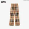 Senior Special Stores Quality Buurberlyes Pants Luxury Plaid Straight Tube Cotton Twill Pants For Women 8071101 med riktig logotyp