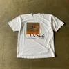 レトロな中世の椅子パターン印刷されたTshirt特大のトップ2023 rasefitting短袖Tシャツ女性240506