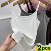 Damestanks 1/2pcs damesoles zomermeisje sexy riem katoenen mouwloze dunole vest vaste top eenvoudige basis vest tops vrouwelijke ondergoed