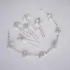 Hair Clips Bridal Pins Headband Set Shine Rhinestone Floral Women Vine Wedding Piece Accessories Gold Silver Color