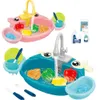 Bath Toys Kids Kitchen Sink Toys Simulatie Elektrische vaatwasser Mini Kitchen Food doen alsof Play House Toy Set Children Role Play Girl Toys D240507