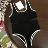 Dzianin projektantek stroju kąpielowego Kobiety jedno sztuki kostiumy kąpielowe luksusowe stroje kąpielowe push up bikinis liter druk Diamentowe szwy sexy podzielone garnitury pływackie CRG2405085-6