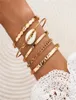 5pcsset Braccialetti in perline oro Shell Natural Shell Bohemian Beach Brangles for Women Summer Jewelry Link Chain7458930