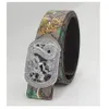 Western Tiger Print Leather Tiger Rhinestone Dragons Snake Alloy Buckle Jeans Causal Pants Men Belt 293U