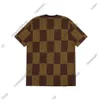 Mens Casual T-shirt Plus Size Stick Brodery Luxury Knitting Designer Classic Grid Plaid Diamond Letter Crew Neck Knitwear Top Tee XS-L