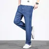 Heren jeans zomer dunne lyocell heren jeans ijs zijde draperen los zakelijk recht elastische casual jeans modebroek 42 44 46 j240507