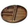 Round Shape Wooden Rolling Tray Household Smoking Accessories With Groove Diameter Tobacco Roll Trays Cigarette Customized LOGO