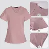 Scrubs Uniform Frauen Krankenschwester schrubben Set Unisex Pocket Top Reißverschluss Hosen 2 Stück Jogger Anzüge Krankenpflege -Operationssaal Kleidung 240504