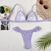 Damen Badebekleidung gerippte Bikinis Badeanzüge sexy Ruffle 2024 Push Up Badeanzüge Tanga High Cut Bikini Set Sommer