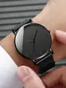 Relógios de pulso assistir pulseira minimalista masculina moda Ultra Thin Watch Men Simple Business Black Mesh Quartz