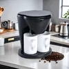 Cafetière à double servir avec 2 tasses en porcelaine, cône filtrant amovible lavable, cuillère de service - Compact et facile à utiliser pour le bureau à domicile