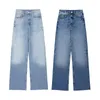 Kvinnors jeans 2024 Spring Women's Boyfriend Style High midja Casual Super Soft Wide Leg Pants