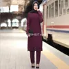 Abbigliamento etnico Elegante due pezzi Tops musulmani Pantaloni Adorazione Servizio Abita Abaya Abete Tunica Jubah Dubai Ramadan Set