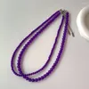 Choker Minar Exquis 4 Collier de perlé en pierre naturelle 6 mm Couleur violette en pierre naturelle pour femmes