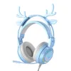 Headsets 3D Surround Sound Girl Cute Ear Volume Control Gift with Detachable Deer Ear Line Game Head RGB Backlight Universal J240508