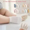 Kids Socks 3 Pair/set Summer Baby Sock for Boy Girl Simplicity Solid Color Short Ankle Non-slip Floor Sock Thin Soft Breathable Cotton Sock